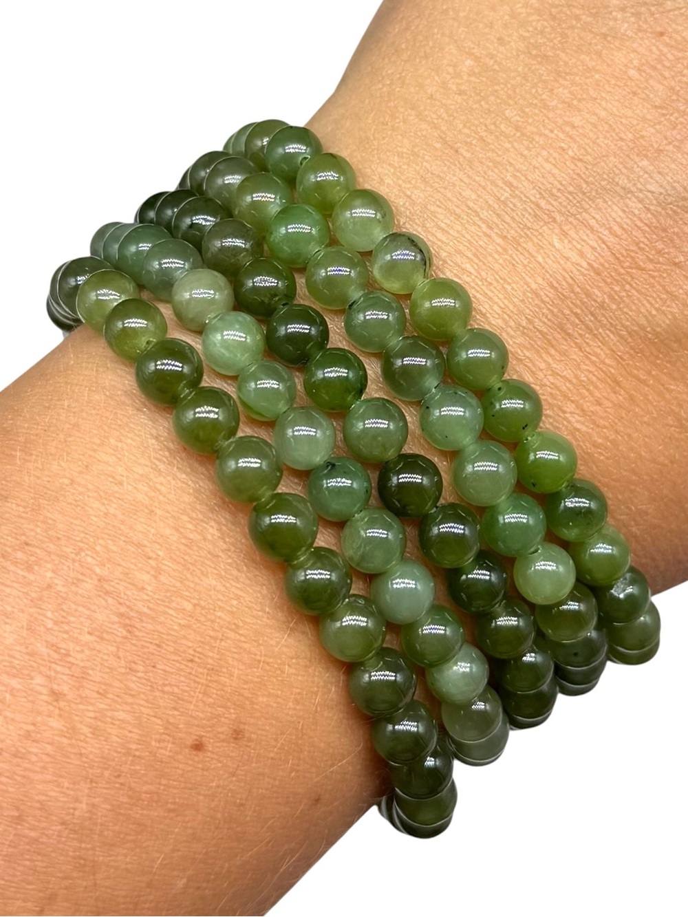 6mm Russian Green Jade Stretch Bracelet Beaded Beads